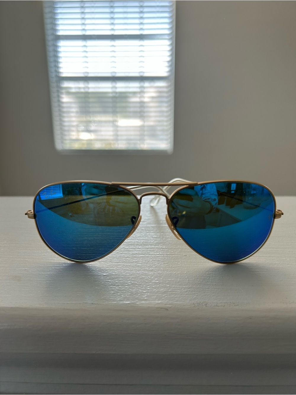 Ray-Ban Blue Mirrored Aviator Sunglasses - Gold Frame